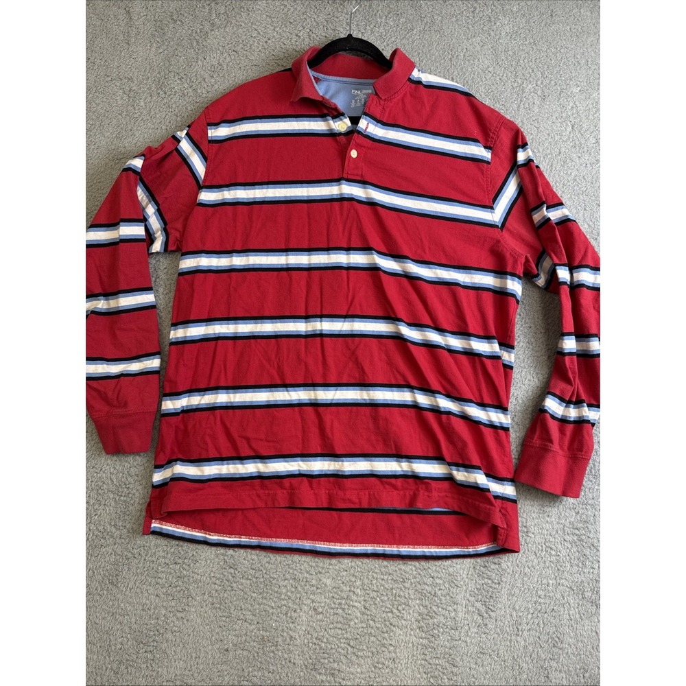 FINL365 Finish Line Athletics Polo‎ Shirt Mens XXL Red Blue Black White Stripes